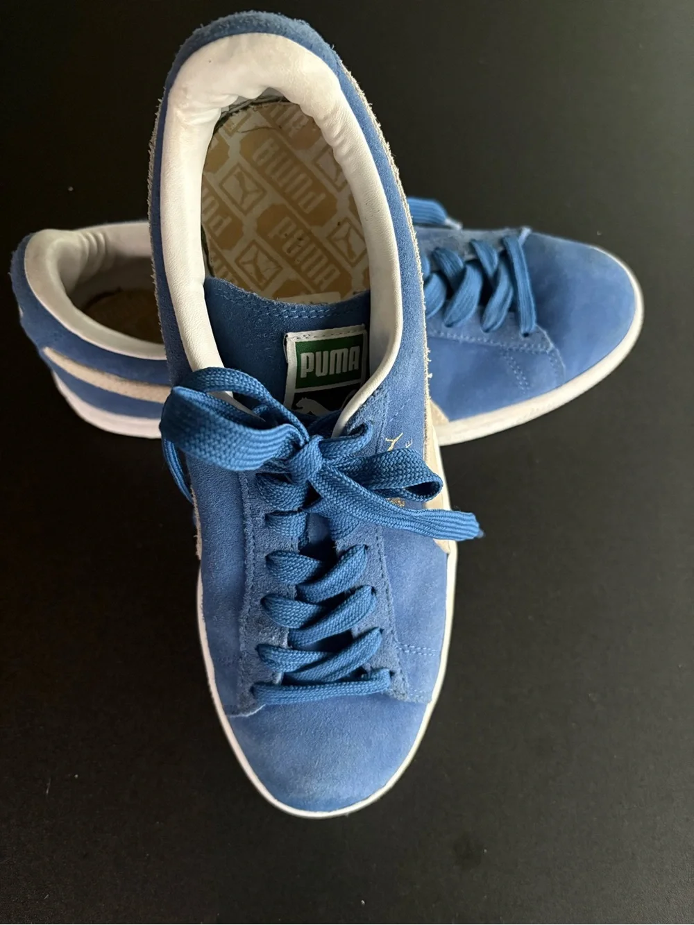Men’s Suede Classic Blue White Pumas Size 6.5